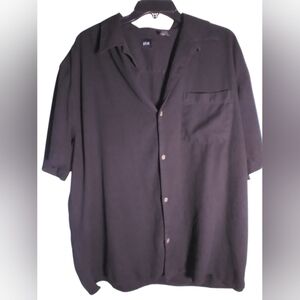 Silk Icon 100% Silk Black Button-Up Shirt Mens Sleeveless Size XL Casual Office